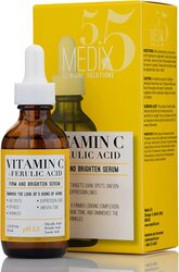 Medix Vitamin C Facial Serum Skin Care Booster For Age Spots, Wrinkles, & Fine Lines. Anti Aging Face Serum W/Glycolic Acid & Hyaluronic Acid Brightens Skin For Healthier Skin Complexion, 1.75 Fl Oz